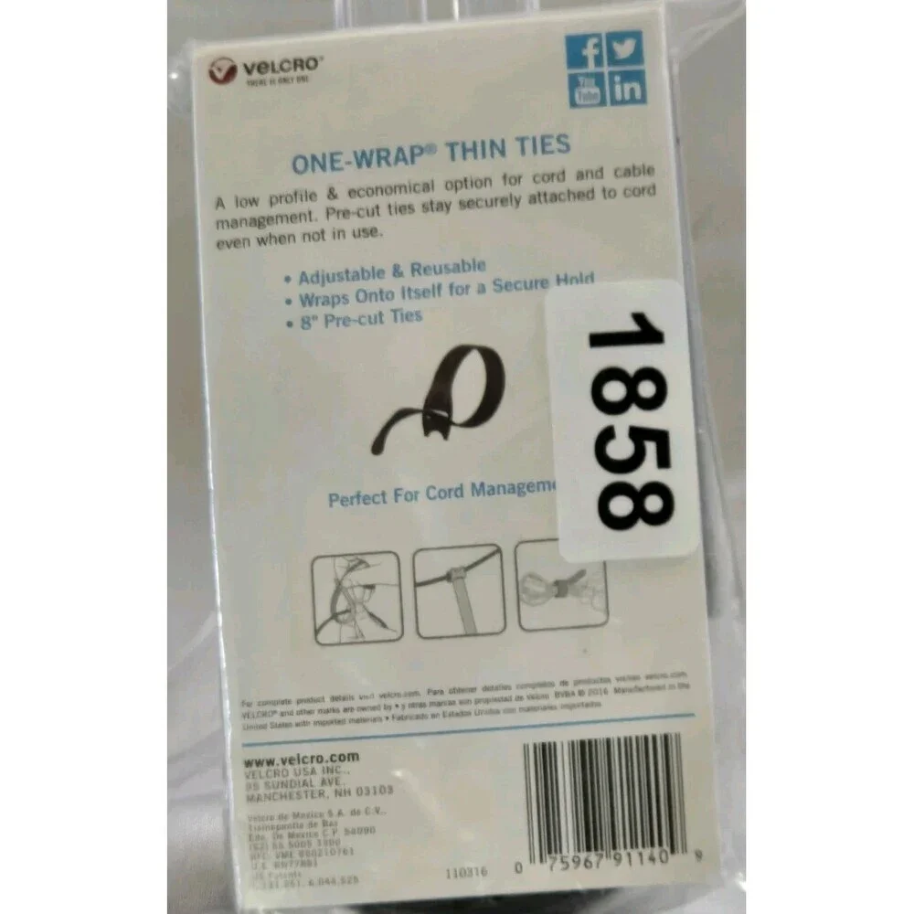 Black 8In Self Bundling Cable Ties Wire Organizing Ties For Cord Management